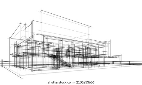 abstract architecture line sketch vector drawing 