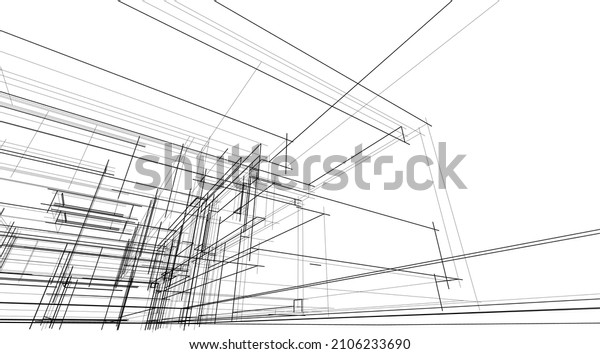 Abstract Architecture Line Sketch Vector Drawing Stock Vector (Royalty ...