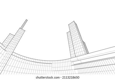 Abstract architecture linear drawing vector illustration