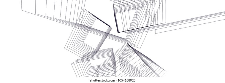 Abstract architecture. Linear geometric background