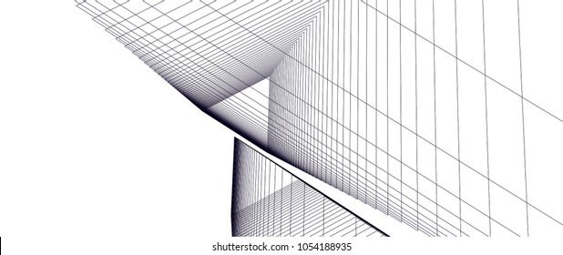 Abstract architecture. Linear geometric background