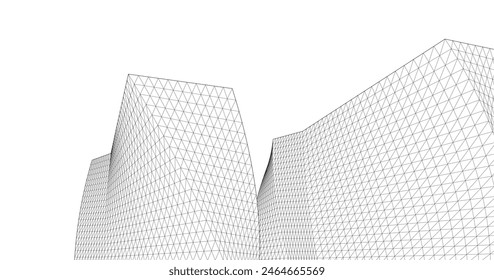 abstract architecture linear structure 3d illustration