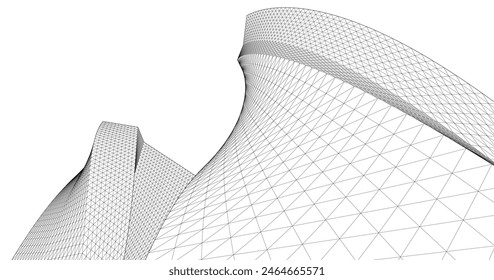 Abstrakte Architektur Lineare Struktur 3D-Illustration