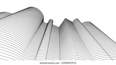 abstract architecture linear surface 3d rendering