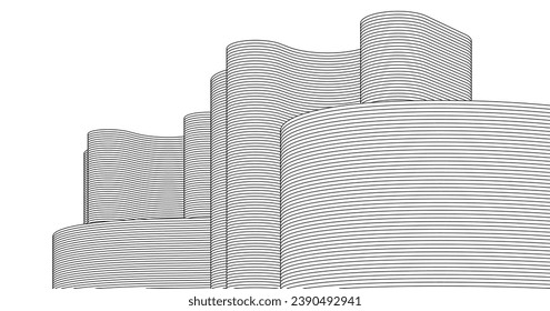 representación lineal 3d de la superficie de la arquitectura abstracta