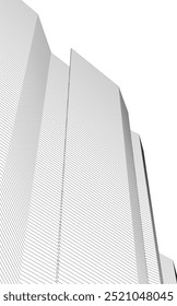 Abstract architecture linear vector 3d illustration on white background 
