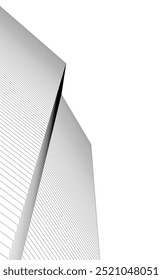 Abstract architecture linear vector 3d illustration on white background 