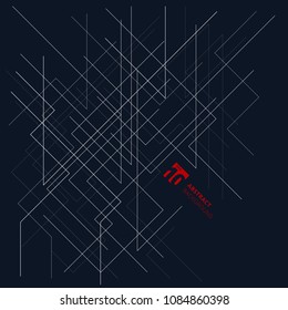 Abstract architecture lines dimensional structure on dark blue background. Vector illustration