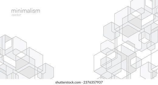 Abstract architecture made of cubes and lines. Linear geometric drawing. Vector illustration.