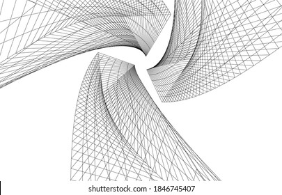 Abstract architecture. Mesh 3d background