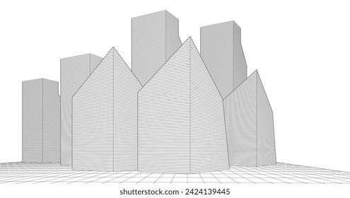 concepto 3D de metrópolis de arquitectura abstracta