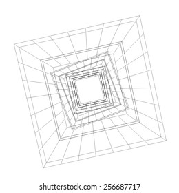 Abstract architecture. Modern building background. 3d concept sketch.