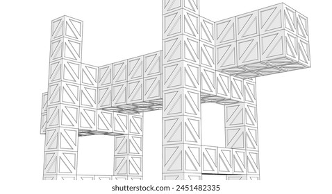 abstract architecture modular construction 3d