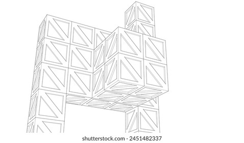 abstract architecture modular construction 3d