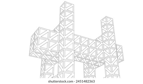 abstract architecture modular construction 3d