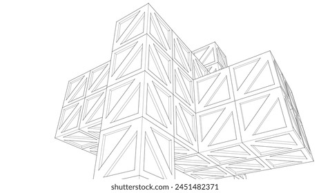 abstract architecture modular construction 3d
