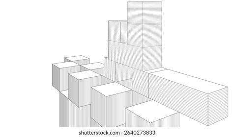 abstract architecture modular construction 3d