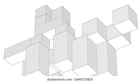 abstract architecture modular construction 3d