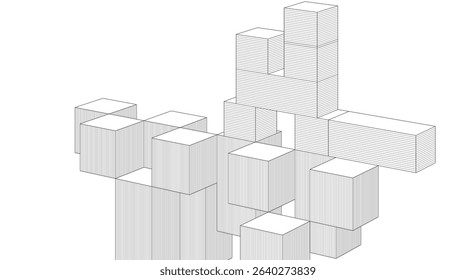 abstract architecture modular construction 3d