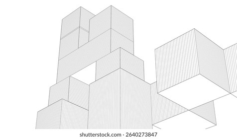 abstract architecture modular construction 3d