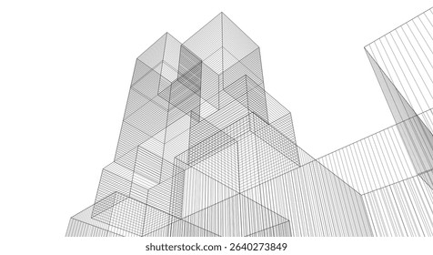 abstract architecture modular construction 3d
