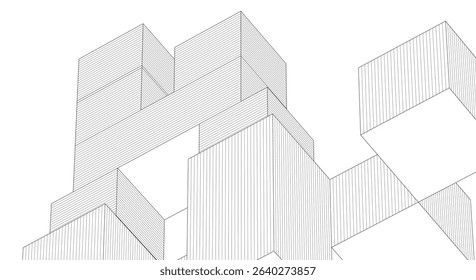 abstract architecture modular construction 3d