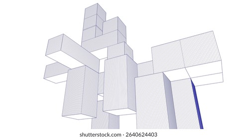  abstract architecture modular construction 3d