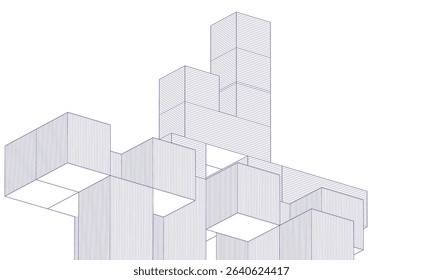 abstract architecture modular construction 3d