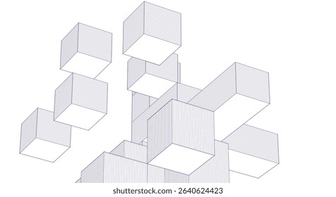  abstract architecture modular construction 3d