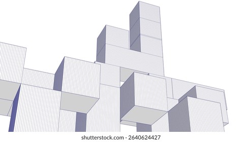  abstract architecture modular construction 3d