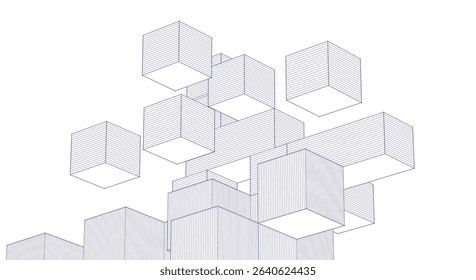  abstract architecture modular construction 3d
