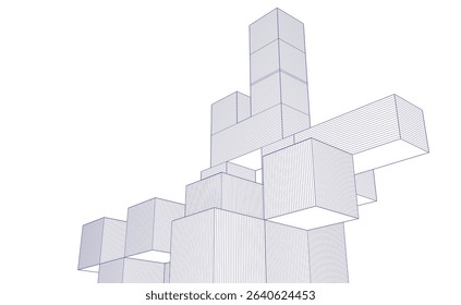  abstract architecture modular construction 3d