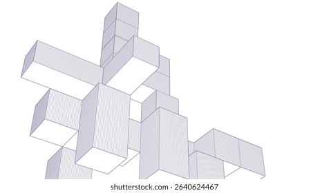  abstract architecture modular construction 3d