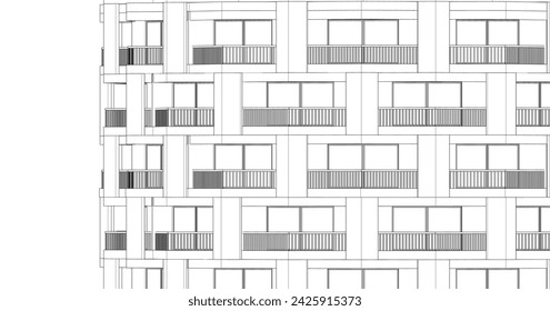 abstract architecture modular facade 3d rendering