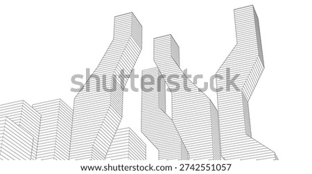 abstract architecture modular forms 3d illustration	