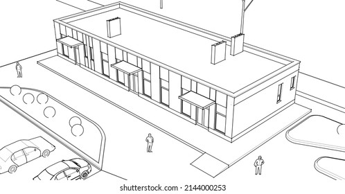 abstract architecture office 3d rendering