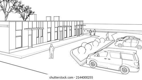 abstract architecture office 3d rendering