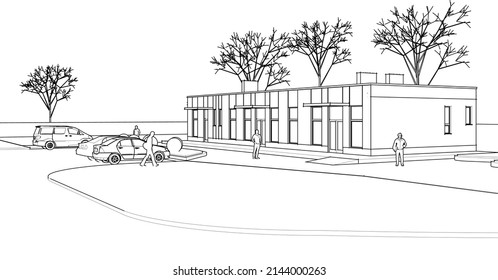 abstract architecture office 3d rendering