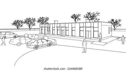 abstract architecture office 3d rendering