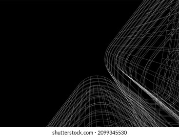 Abstract architecture on black background vector drawing
