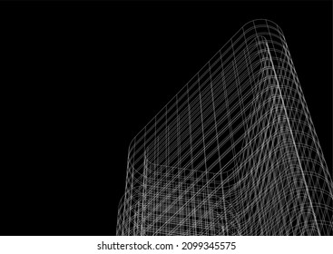 Abstract architecture on black background vector drawing