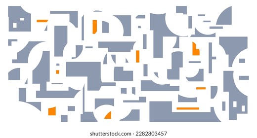 Abstract architecture pattern background. Geometric buildings, houses shapes vector banner. Minimalist style poster, wallpaper, backdrop, card template