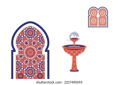Abstract architecture posters simple geometric. Moroccan contemporary abstract geometric.Islamic arabian oriental style windows, doors, stairs and arches poster set mid century vector image