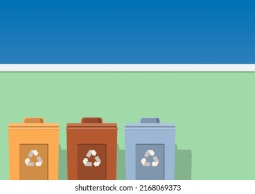 Abstract Architecture, Recycle Trash Bin with Blue Sky Background in Minimalist Style, Suitable for Presentation, Poster, and Backdrop.