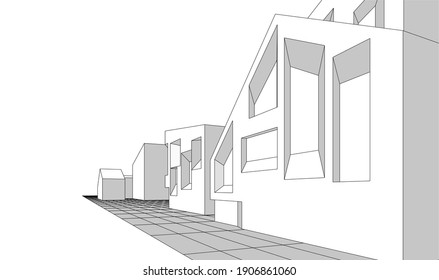abstract architecture sketch 3d rendering