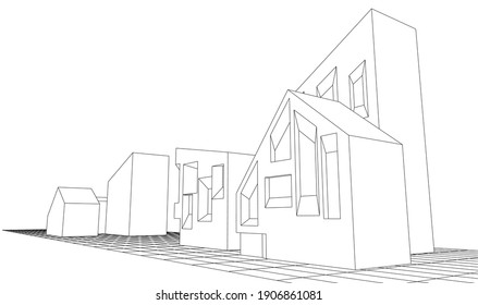 Abstrakte Architekturskizze 3D-Darstellung