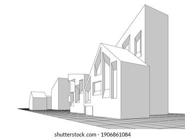 esbozo de arquitectura abstracta representación 3d