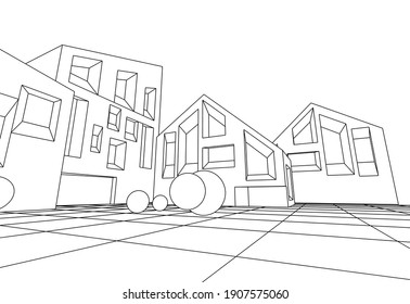 abstract architecture sketch 3d rendering