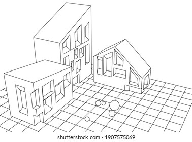 abstract architecture sketch 3d rendering