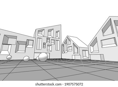 esbozo de arquitectura abstracta representación 3d
